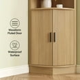thumbnail image 5 of FiveWillowise Corner Bathroom Cabinet, Modern Small Corner Cabinet with Fluted Door and Open Shelf, Space Saver for Bathroom, Living Room, Kitchen, Black, 5 of 10