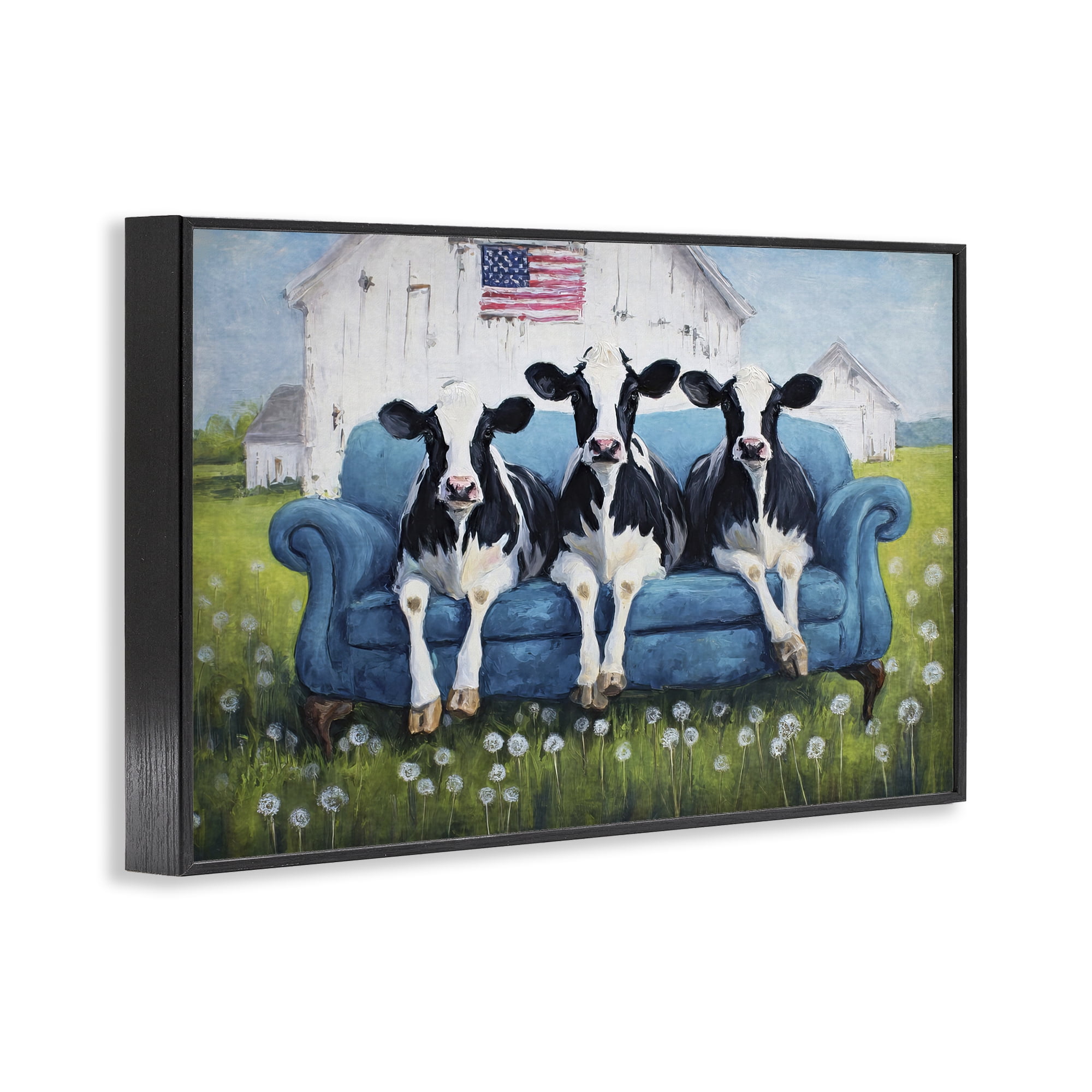 Stupell Industries Barnyard Sofa Sisters Black Framed Giclee Art, design by Tina LeCour