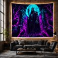 thumbnail image 6 of Moon Stars Skeletal with Figure Likely Lord Lich, Spooky Gothic for Gothic Decor Fans, Dark Art Decor, Halloween Gift, Tapestry Wall Hanging for Bedroom and Dorm, 6 of 7