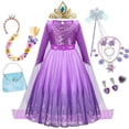 thumbnail image 2 of Niñas princesa Frozen 2 disfraz Elsa vestido púrpura con lentejuelas vestido de bola niños Snow Queen Cosplay carnaval cumpleaños fiesta ropa 7-8T --140 Gao Jinjia LED, 2 of 2