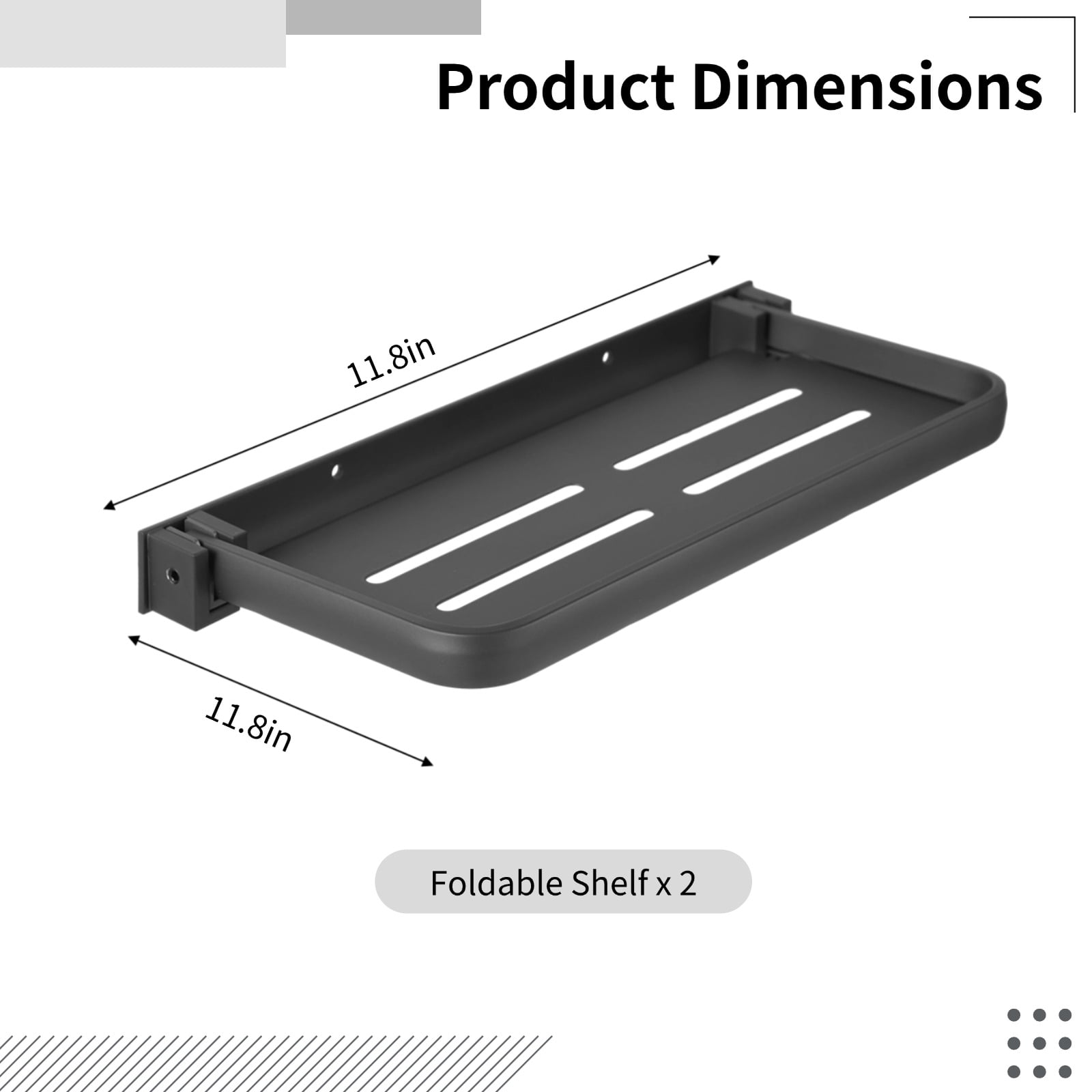 2 Pack Wall-Mounted Foldable Shelf for Bathroom & RV – Aluminum Storage Rack with Partition & Edge, Space-Saving Organizer for Phones, Books & Toiletries, Easy Install