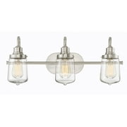 Trade Winds Lighting TW80017BN 3-Light Industrial Retro Vintage Transitional Loft Vanity Bath Light With Clear Glass in Brushed Nickel