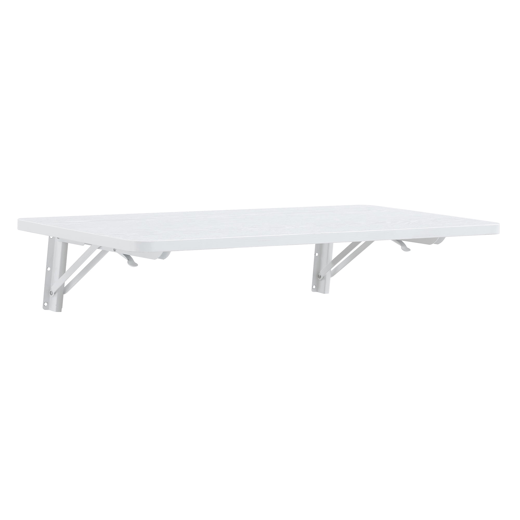 Wall Mounted Folding Table, Floating Desk for Laundry Room, Fold Down Table for Small Space, Foldable Wall Desk for Kitchen, Bathroom, Bedroom, White