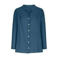thumbnail image 5 of Jinhomg Womens Summer Beach Shirts Oversized Comfy Cotton Linen Vacation Blouses Loose Fit Long Sleeve Button Down Tops Casual Hawaiian Holiday Outfits Dark Blue XXXXXL, 5 of 8