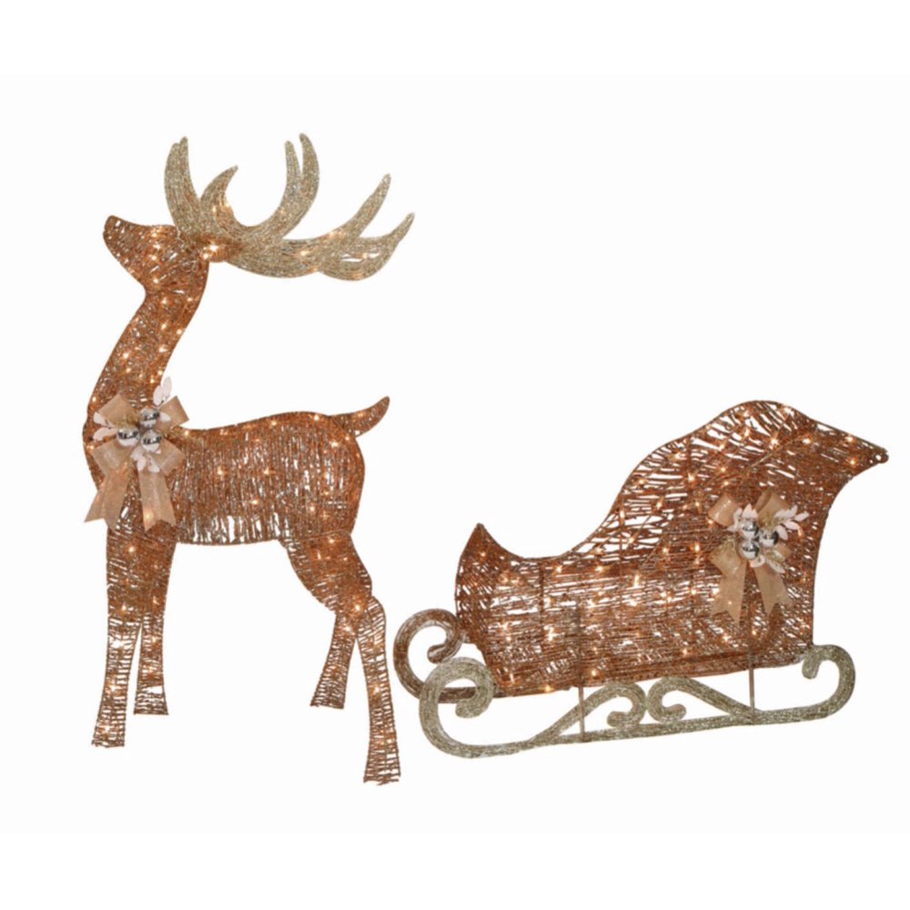 LightUp RattanLook Buck and Sleigh, 52" Buck, 42" Sleigh Walmart