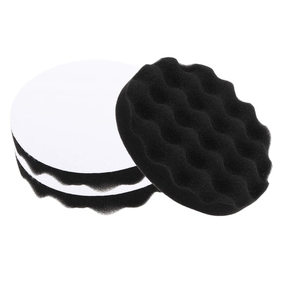 Uxcell 3Pcs 6" Buffing Sponge Pads with Hook and Loop Back, Black, Waffle Polishing Foam Buffing Pad for Car Detailing Furniture Polishing Waxing, Washable and Reusable