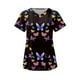 thumbnail image 5 of Top exfoliante con cuello en V para mujer, Uniforme de Trabajo de enfermera con bolsillos laterales, camiseta cómoda y duradera para tienda de Mariposa negra, 5 of 8