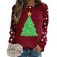 thumbnail image 3 of Gibobby Sudaderas para mujer Sudadera de moda para mujer con estampado de Navidad, cuello redondo, camisetas informales de manga larga, camisas de entrenamiento(Vino,CH), 3 of 5