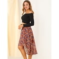 thumbnail image 4 of INSPIRE CHIC Falda Floral Midi De Gasa Lúrex Con Cintura Elástica Y Dobladillo Alto Y Bajo Para Mujer Rojo M, 4 of 6