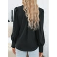thumbnail image 4 of Blusa Zeagoo para mujer con botones, manga larga, cuello en V, color negro, 4 of 5