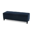 thumbnail image 2 of Noble House Canterbury Upholstered Storage Ottoman Bench, Dark Blue Velvet, Matte Black, 2 of 12