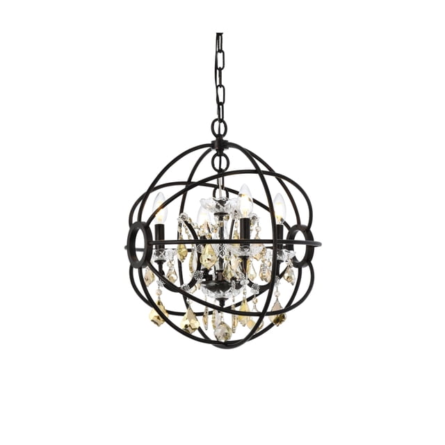 Elegant Lighting Geneva 17" 4 Light Royal Crystal Pendant Lamp