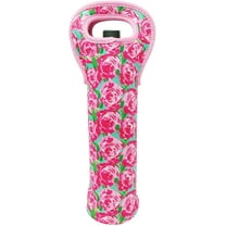 Wrapables Insulated Neoprene Wine Tote, One Bottle, Pink Roses