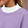 thumbnail image 6 of Otntypg Mock Neck Patchwork Sweatshirts for Women Trendy Fall Long Sleeve Color Block Pullover Tops Loose Lightweight Comfy Oversized Sweatshirt, 6 of 8