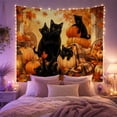 thumbnail image 2 of Black Cats Among Pumpkins and Maple Leaves Against Wooden Fence, Cozy Rustic for Cat Lovers, Harvest Wall Decor, Thanksgiving Gift Tapestry Wall Hanging for Living Room and Bedroom, 2 of 7