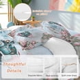 thumbnail image 2 of Merry Christmas Bedding Duvet Cover Set Twin Size 4 Pieces Train Snow Flowers Lights Berries Pink Bedding Set with Zipper Closure, 1 Comforter Cover 68x86 Inches 1 Flat Sheet & 2 Pillow Cases, 2 of 7