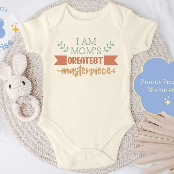 Mom'S Greatest Masterpiece Baby Onesie Rustic Boho Design Bodysuit For Newborn & Baby Shower Gift Cute Baby Onesie, BABY BODYSUIT LAT 4424