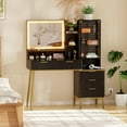 thumbnail image 4 of 30" HD Lighted Mirror Vanity Desk, Modern Fluted Makeup Table with 5 Drawers, Shelf & Power Outlet, 4 of 7