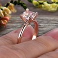 thumbnail image 5 of Startling Morganite Solitaire Engagement Ring On 10k Rose Gold 1 Carat Cushion Cut Heart Prong Promise Band Anniversary Gift, 5 of 7