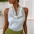 thumbnail image 2 of DAFPZW Cowl Neck Tops for Women Silk Satin Going Out Tank Top Trendy Summer Camisole Business Casual Blouses Outfits, 2 of 5