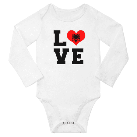 

Love Albania Heart Flag Baby Long Slevve Rompers (White 18-24 Months)