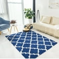 thumbnail image 2 of Ottomanson Shag Moroccan Trellis Area Rug, Navy, 5'3" X 6'11", 2 of 4