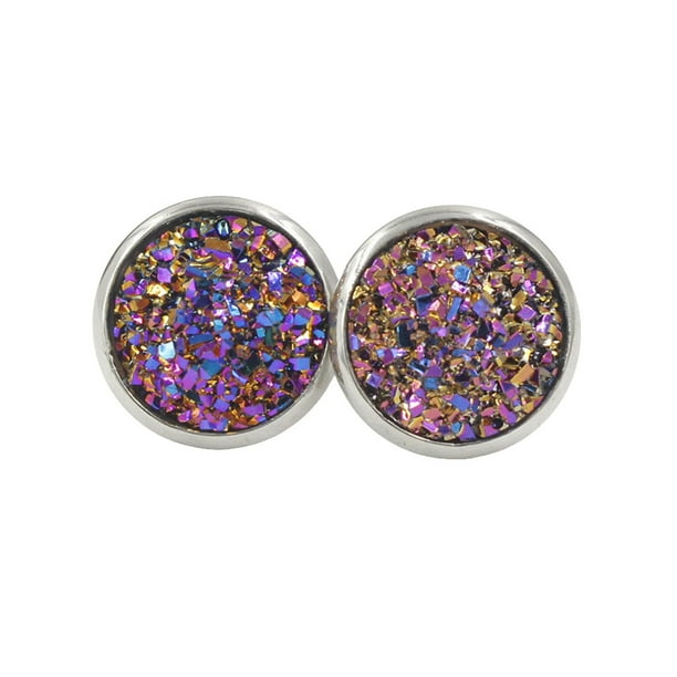 Pendientes Gotas Qarigey de acero inoxidable Galvanoplastia fina Superficie lisa Ligero Negro Púrpura