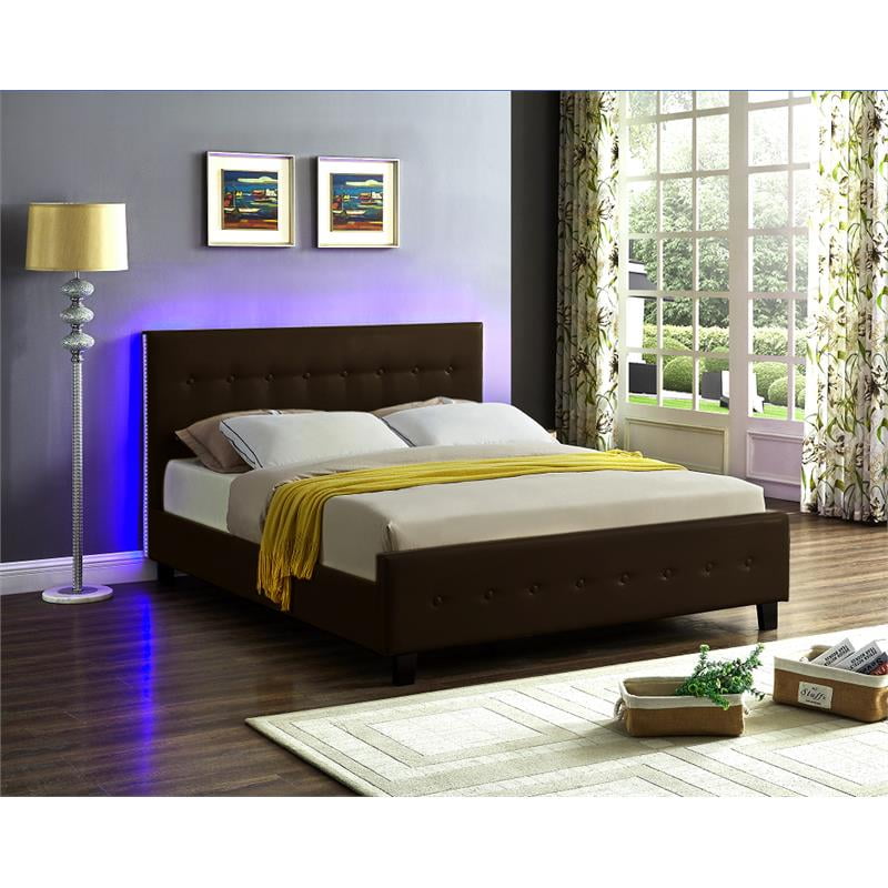 Galaxy Home Sita Wood LED Full Size Wood Bed in Espresso
