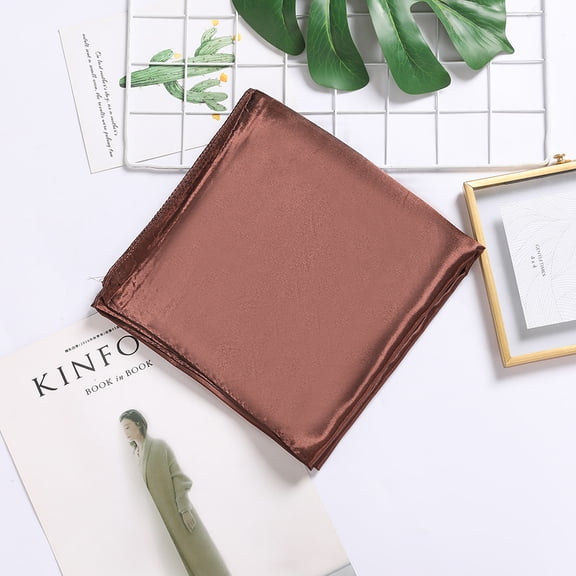 ERDOUY Elegant Personalized Scarf, Solid Color Scarf 90cm Satin Tiny Square Scarf Candy Color Scarf Wedding Gift Decoration Scarf (Brown)