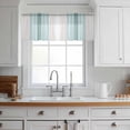 thumbnail image 3 of Teal Aqua Stripes Valance Curtains for Kitchen/Living Room/Bathroom/Bedroom Window, Rod Pocket Small Topper Half Short Window Curtains Voile Sheer Scarf, Minimalist Abstract Vertical Lines 42"x12", 3 of 8