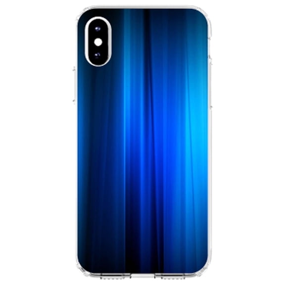 DistinctInk Clear Shockproof Hybrid Case for iPhone X / XS (5.8" Screen) - TPU Bumper, Acrylic Back, Tempered Glass Screen Protector - Bright Blue Curtain