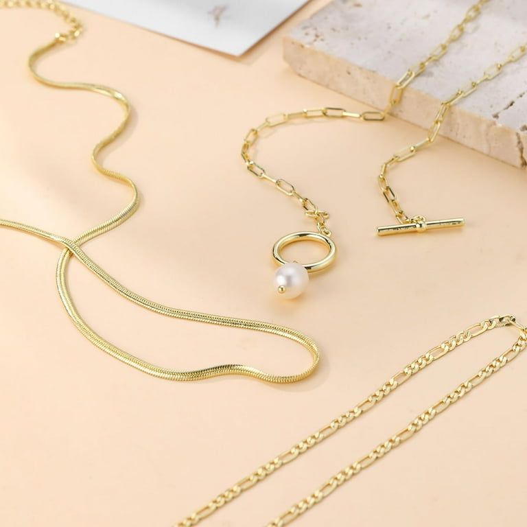 Gosfry Layered Gold Necklace Set, Three Chain Dainty Minimalist photo 2