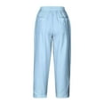 thumbnail image 4 of ABATAB Capri Pants for Women Loose Lounge Pure Color Crop Pants Wide Leg Dressy Casaul Summer Palazzo Capris with Pockets, 4 of 4