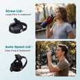 thumbnail image 4 of 40oz Stainless Steel Water Bottle with Straw & Spout Lids, Vacuum Insulated Flask with Paracord Handle, Leakproof, 4 of 9
