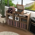 thumbnail image 7 of BOMETAO Record Player Stand with Open Vinyl Storage, Record Player Table for Vinyl Holds up to 550 Albums,Turntable Stand with Power Outlet for Living Room, Office, Walnut, 7 of 7