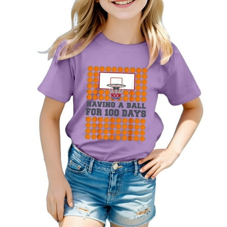 

Girls Short Sleeve Graphic T-Shirt A-Purple Shirts For Teen Kids Girls Child Short Sleeve Prints T Shirt Trendy Girls Fans Gift Tops Back To School Clothes 130