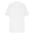 thumbnail image 3 of Spring Fashion Womens Tops Clearance under $5 Summer Cotton Linen New Loose Round Neck Short Sleeve Long Length Plus Size Shirts Blouses for Women Clearance $5 Workout Casual Tunic Tops White XXL, 3 of 5
