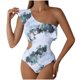 thumbnail image 1 of Moda mujer sexy traje de baño un hombro volantes impreso sin respaldo siamés traje de baño Fridja  nalpqowj61912, 1 of 8
