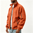 thumbnail image 5 of GUZOM Mens Fleece Jacket with Zipper Pockets,Full Zip Loose Fit Stand Collar,Orange,Size 3XL, 5 of 8