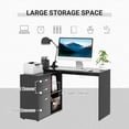 thumbnail image 4 of L-Shaped Corner Straight Writing Desk with Storage Shelf, Drawer, Home Office PC Table Computer Workstation, Black, 4 of 7