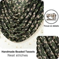 thumbnail image 5 of VOGOL Waterfall Valance 39" Wide Farmhouse Vintage Black Cherry Blossom Print Sheer Voile, Buttercream Beaded Trim, 5 of 7