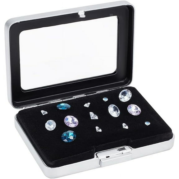 Diamond Display Boxes Gem Container Holder Gemstone Jewelry Box Show Case Storage Box Holder with Window and Velvet for Gems Coins Jewelry Displaying and Gift Packing 3.1x2.3 inch DIY