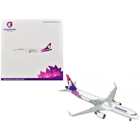 Airbus A321neo Commercial Aircraft "Hawaiian Airlines" (N208HA) White with Tail Graphics "Gemini 200" Series 1/200 Diecast Model Airplane by GeminiJets