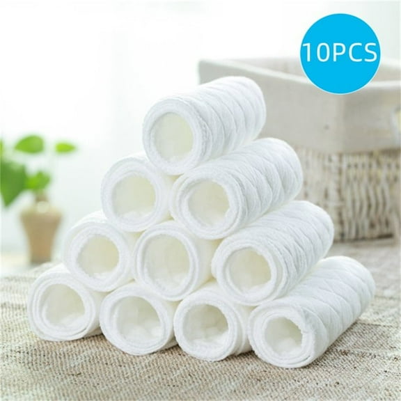 Casewin 10PCS Reusable Cloth Diaper Inserts 3 Layer for Baby Diapers Insert Cotton Washable Baby Care Products Three-Layer Cotton Diaper