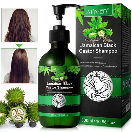 Aliver Jamaican Black Castor Oil Shampoo 10.56 fl.oz(300ml) Black Castor Shampoo for Hair Care and Thickness, Strengthen and Restore Smoothing