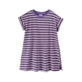thumbnail image 1 of MIASHUI Vêtements d'Été pour Petites Filles Robe Décontractée à Manches Courtes Rayée, Violet, 1-2 Ans, 1 of 3