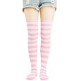 thumbnail image 2 of CUZIBR Wool Socks Vintage Striped Leg Warmers Bohemian Pattern Stocking Thighs Over The Knee Thick Leggings Fashion Soft Stretch Boots Ocks Casual Breathable Socks,Pink,One Size, 2 of 8