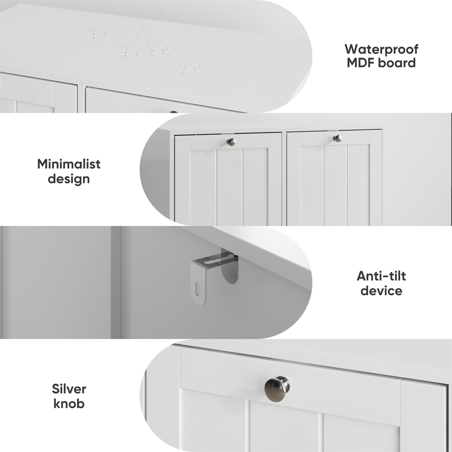 Hommoo Bathroom Laundry Storage Cabinet, Sloping Laundry Basket with Removable Inner Basket, Freestanding Household Storage Rack, White