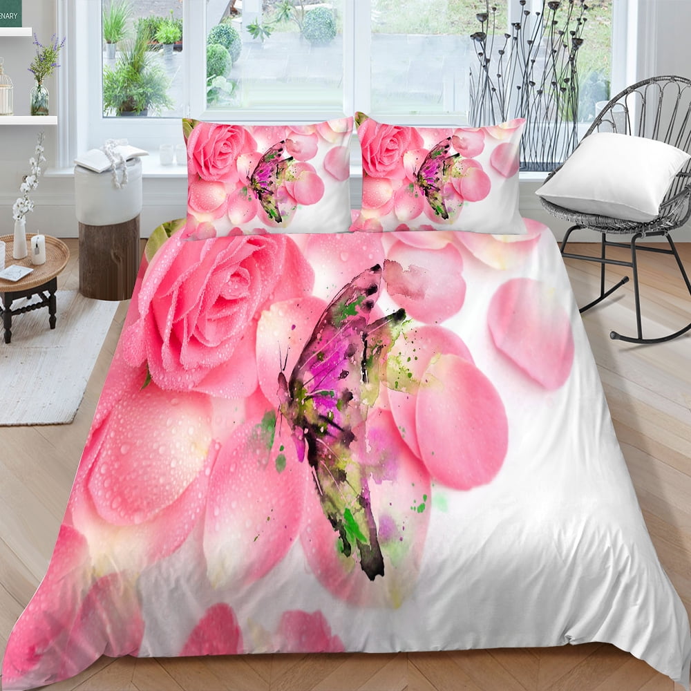 Home Bed Set Newly Fashion Bedding Cover Suit 3D Rose Printed Quilt