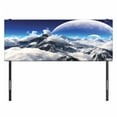 thumbnail image 3 of Fantasy Headboard, Celestial View of Snow Capped Mountains and Alien Planet Print, Upholstered Decorative Metal Bed Headboard with Memory Foam, Full Size, White and Navy Blue, by Ambesonne, 3 of 4